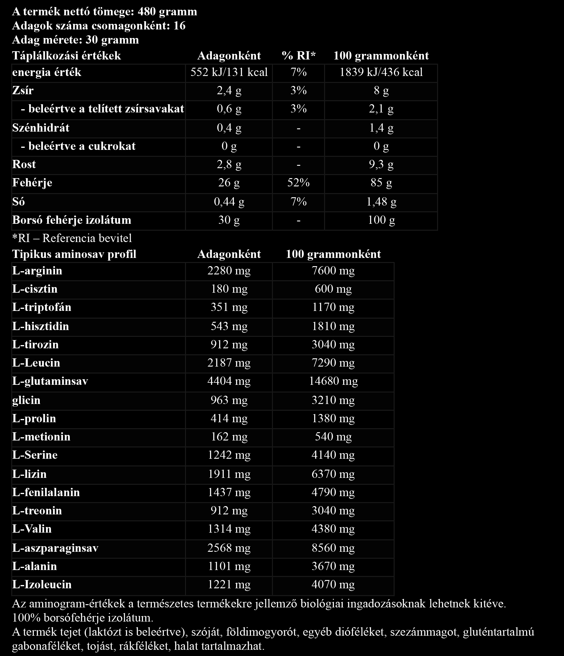 #Ostrovit #PeaProteinIsolate #480gramm #Natural #Supplementfacts