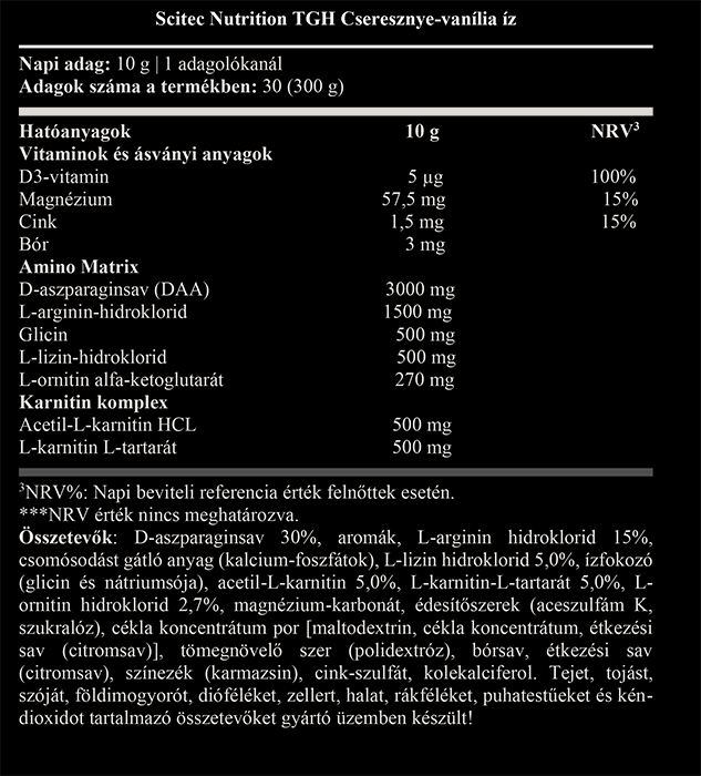 #ScitecNutrition #TGH #CherryVanilla #300gramm #supplementfacts