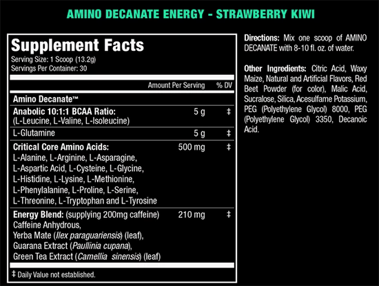 #musclemeds #aminodecanateenergy #396gramm #strawberryKiwi #supplementfacts