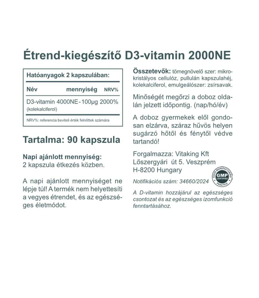 #Vitaking #D3 #Vitamin #2000NE #90kapszula #Supplementfacts