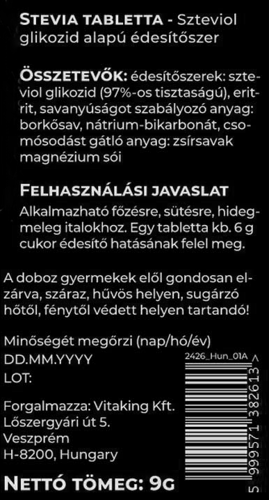 #Vitaking #Stevia #150tabletta #Supplementfacts