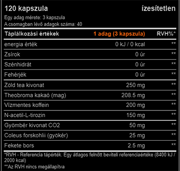  #Nutrex #Lipo6BlackEU #120kapszula #Supplementfacts