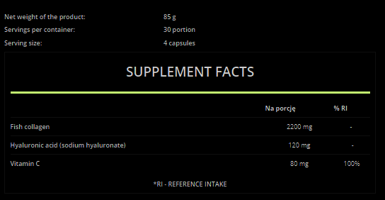 #Ostrovit #MarineCollagen+Hyalorinacid+VitaminC #120kapszula #Supplementfacts