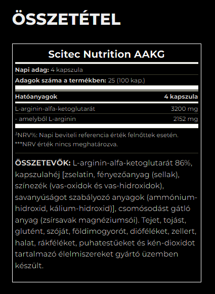 #ScitecNutrition #AAKG #100kapszula #supplementfacts