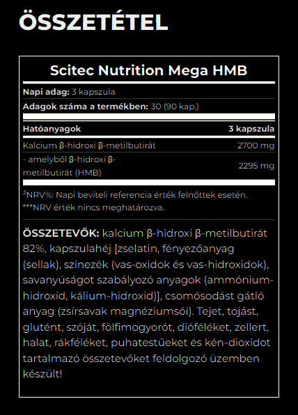 #ScitecNutrition #MegaHMB #90kapszula #supplementfacts