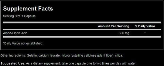 #SwansonVitamin #AlphaLipoicAcid #300mg #60kapszula #Supplementfacts