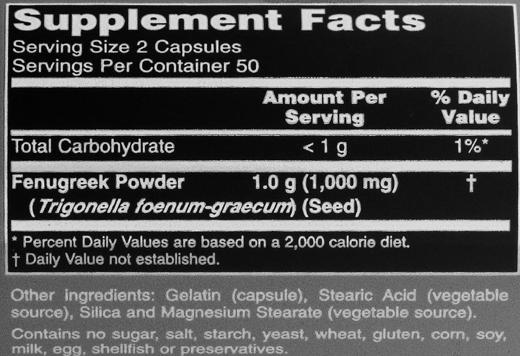 #NowFoods #Fenugreek #500mg #100kapszula #Supplementfacts