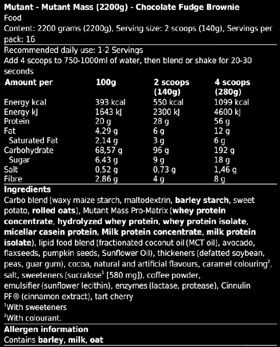 #Mutant #Mass #6800gramm #StrawberryBanana #Supplementfacts